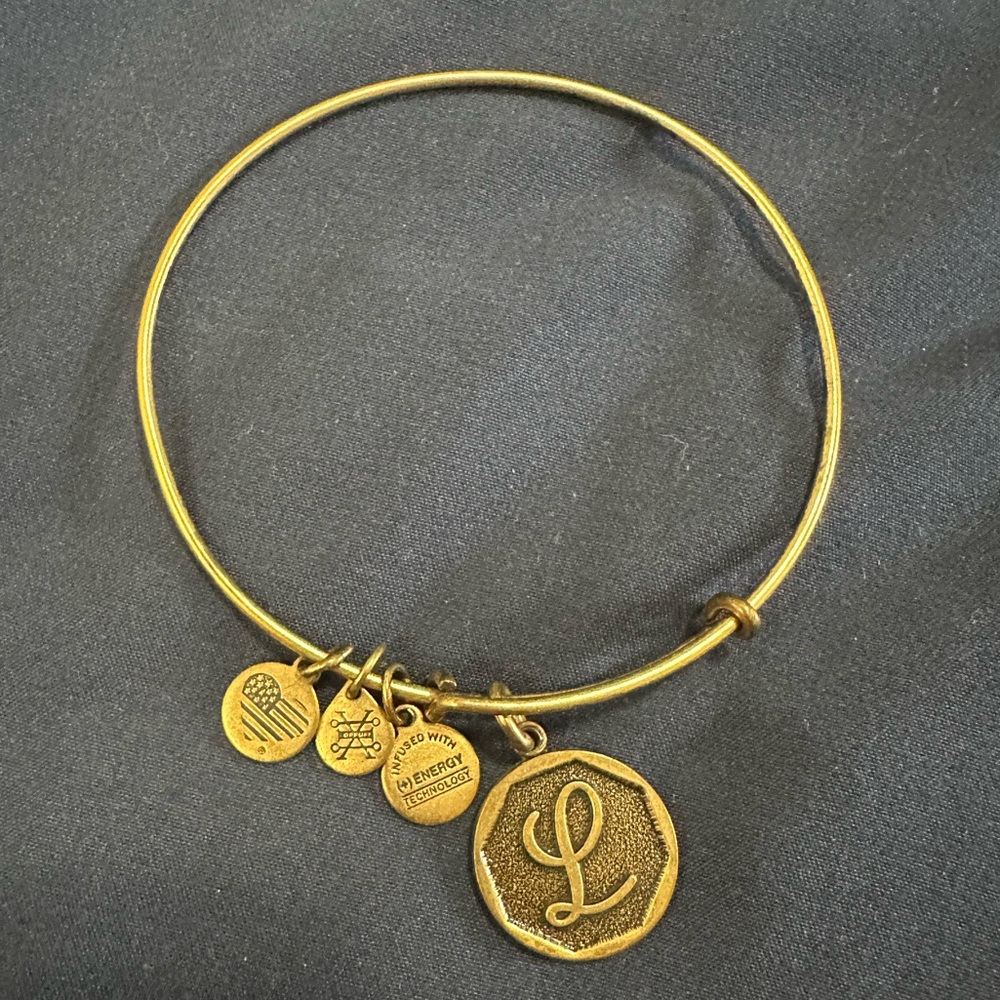 Alex and Ani Gold Charm Bracelet with L Initial Pendant 2016